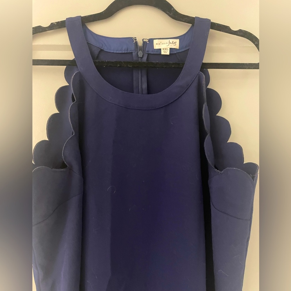 Maison Jules Macys blue cutout scallop shift dress - XL